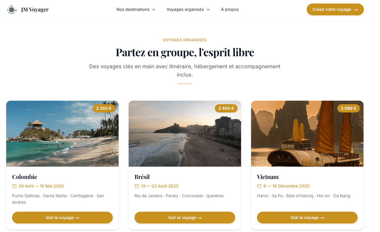 JM Voyager — Voyages organisés